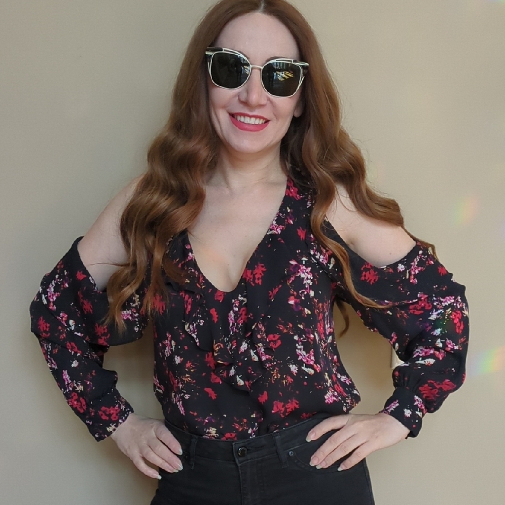 Parker Floral Cold Shoulder Top size small